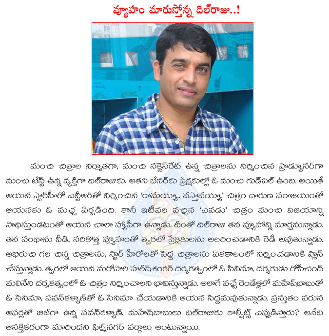 dil raju,dil raju future plans,dil raju plans to make movies with pawan kalyan and mahesh babu,dil raju plans on pawan and mahesh,producer dil raju  dil raju, dil raju future plans, dil raju plans to make movies with pawan kalyan and mahesh babu, dil raju plans on pawan and mahesh, producer dil raju